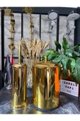 Parlak Gold Zen Design Vintage Banyo Çöp Kova Ve Fırça Seti - 1