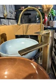 Mat Gold Çanak Lavabo Bataryası Mat Altın Lavabo Musluğu Kare Tasarım Mat Antik Gold - 3