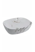 Beyaz Çanak Lavabo Mermer Desenli Seramik Lavabo 48*37 Ölçü Çanak - 1