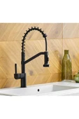 Siyah Mutfak Bataryası Endüstriyel Evye Musluğu Uzayan Sistem Spiralli Duşlama Özellikli Armatür thumbnail 4