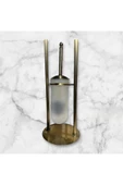 Antik Gold Ayaklı Tuvalet Kağıtlığı ve Klozet Fırçası Vintage Tasarım Pirinç Malzeme Antik Fırça thumbnail 5