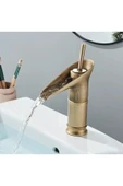 Şelale Batarya Antik Gold Şelale Musluk Doğal Akışlı Mat Antik Gold Lavabo Bataryası - 1