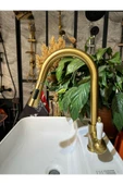 Mat Gold Spiralli Evye Bataryası Mat Altın Uzayan Sistem Armatür Vintage Tasarım - 1