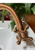 Mat Bakır Bronz Lavabo Bataryası Eskitme Lavabo Musluk Bronz Musluk Premium Design thumbnail 2