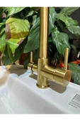 Mat Gold Arıtmalı Mutfak Bataryası Mat Gold Gider Dahil Set Fırçalanmış Gold Arıtıcılı Armatür - 2