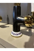 Mutfak Bataryası Gold Siyah Evye Musluğu Seramikli İşlemeli Tasarım Vintage Model - 2