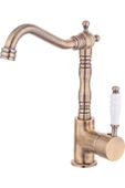 Mat Gold Lavabo Bataryası Antik Gold Lavabo Musluğu Zen Design Vintage Pirinç Musluk - 1