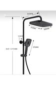 Siyah Tepe Yağmurlama Duş Seti Mat Siyah Ektra Büyük Duş Sistemi Batarya Dahil Set Fonksiyonlu thumbnail 2