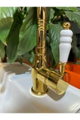Gold Lavabo Bataryası Zen Design Kolay Abdest Yüksek Lavabo Musluğu Klasik Tasarım Gold - 3