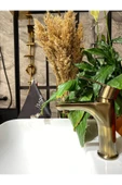 Antik Gold Royal Lavabo Bataryası Antik Eskitme Lavabo Musluğu Mat Altın Batarya Banyo Musluk - 2