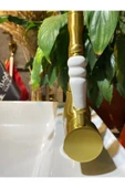 Mat Gold Mutfak Bataryası Mat Gold Evye Musluğu Özel Tasarım Vintage Armatür Mat Altın - 2