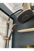 Rose Bakır Robot Duş Seti Yağmurlama Ve Banyo Bataryası Siyah Duş Başlığı Bakır Duş Sistemi thumbnail 3