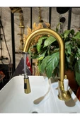 Mat Gold Spiralli Evye Bataryası Mat Altın Uzayan Sistem Armatür Vintage Tasarım - 2