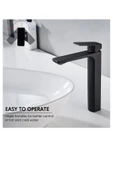 Siyah Çanak Lavabo Bataryası Mat Siyah Çanak Musluk Yüksel Model Lavabo Armatür Batarya thumbnail 2