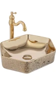 Gold Çanak Lavabo Seramik Banyo Lavabosu Altın 47X36 Armatür Hariçtir - 1