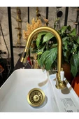 Mat Gold Spiralli Musluk ve Gider Seti Mat Altın Tazzik ve Basınç Ayarlı Armatür thumbnail 1