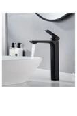 Siyah Çanak Lavabo Bataryası Mat Siyah Çanak Musluk Yüksel Model Lavabo Armatür Batarya thumbnail 3