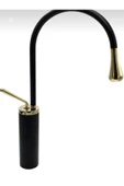 Çanak Lavabo Bataryası Gold Siyah Lavabo Musluğu Drop Design Gold Lavabo Armatür - 1