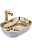 Gold Çanak Lavabo Zebra Tasarım Çanak Banyo Lavabosu 45X32 Batarya Hariçtir - 1
