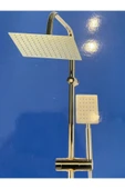 Gold Duş Seti Altın Duş Sistemi Büyük Metal Tepe Duş Yağmurlama Sistem Batarya Dahil Set thumbnail 3