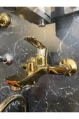 Gold Duş Seti Altın Duş Sistemi Büyük Metal Tepe Duş Yağmurlama Sistem Batarya Dahil Set thumbnail 5