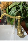 Antik Gold Lavabo Bataryası Klasik Vintage Tasarım Eskitme Banyo Lavabo Bataryası - 1