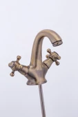 Antik Gold Lavabo Bataryası Eskitme Musluk Batarya Klasik Özel Tasarım Armatür Banyo Musluk - 2
