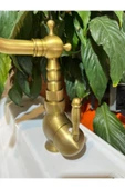 Antik Gold Lavabo Bataryası Klasik Vintage Tasarım Eskitme Banyo Lavabo Bataryası - 3