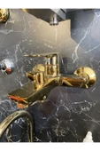 Gold Duş Seti Altın Duş Sistemi Büyük Metal Tepe Duş Yağmurlama Sistem Batarya Dahil Set thumbnail 4