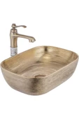 Çanak Lavabo Eskitme Seramik Lavabo Antik Eskitme Banyo Lavabosu 45X32 Batarya Hariçtir - 1