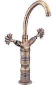 Antik Gold Çanak Lavabo Bataryası Vintage Tasarım Çanak Lavabo Armatür Mat Gold Antik Gold Musluk - 1