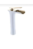Çanak Lavabo Bataryası Gold Beyaz Şelale Lavabo Musluğu Naturel Akışlı Batarya - 5