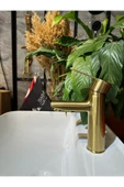 Mat Gold Lavabo Bataryası Frezya Lavabo Musluğu Mat Altın Armatür Fırçalanmış Gold Batarya - 2