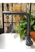 Arıtmalı Siyah Mutfak Bataryası 3 Yollu Arıtıcılı Mat Siyah Eviye Musluğu Siyah Batarya thumbnail 2