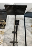 Mat Siyah Duş Seti Büyük Tasarım Duş Sistemi Tepe Yağmurlama Siyah Set Batarya Dahil thumbnail 2