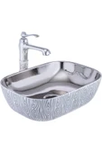 Çanak Lavabo Zebra Tasarım Seramik Lavabo 45X32 Batarya Hariçtir - 1