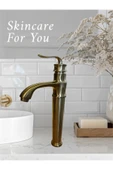 Mat Gold Çanak Lavabo Bataryası Vintage Model Yüksek Lavabo Armatürü Mat Altın - 1