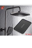 Siyah Tepe Yağmurlama Duş Seti Mat Siyah Ektra Büyük Duş Sistemi Batarya Dahil Set Fonksiyonlu thumbnail 5