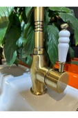 Antik Gold Lavabo Bataryası Zen Design Kolay Abdest Yüksek Lavabo Musluğu Mat Antik - 3