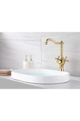 Gold Çanak Lavabo Bataryası Altın Çanak Lavabo Musluğu Vintage Model Lavabo Armatürü - 1