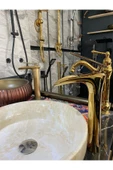 Şelale Lavabo Bataryası Gold Çanak Lavabo Bataryası Şelale Akışlı Altın Lavabo Musluk Banyo Batarya - 7