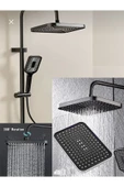 Siyah Tepe Yağmurlama Duş Seti Mat Siyah Ektra Büyük Duş Sistemi Batarya Dahil Set Fonksiyonlu thumbnail 4