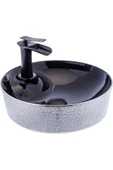 Siyah Çanak Lavabo Yuvarlak Banyo Çanak Lavabo Seramik 43X43 Armatür Hariçtir - 1