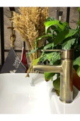 Mat Gold Lavabo Bataryası Antik Lavabo Bataryası Altın Lavabo Musluğu Fırçalanmış Mat Altın Batarya - 1