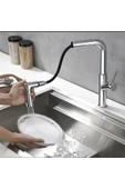 Spiralli Mutfak Bataryası Uzayan Evye Musluğu Su Tazzik Basınç Ayarlı Modern Tasarım Batarya thumbnail 1