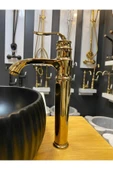 Gold Çanak Lavabo Bataryası Vintage Model Çanak Armatür 5 Yıl Garantili Batarya - 1