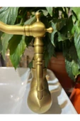 Antik Gold Lavabo Bataryası Klasik Vintage Tasarım Eskitme Banyo Lavabo Bataryası - 4