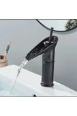 Siyah Lavabo Bataryası Şelale Akışlı Musluk Banyo Bataryası thumbnail 1