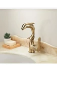 Antik Gold Yunus Balığı Lavabo Bataryası Eskitme Vintage Özel Tasarım Armatür - 1