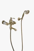 Mat Gold Duş Sistemi Mat Antik Gold Yağmurlama Banyo Duş Seti Pirinç Batarya Dahil Set Vintage - 3